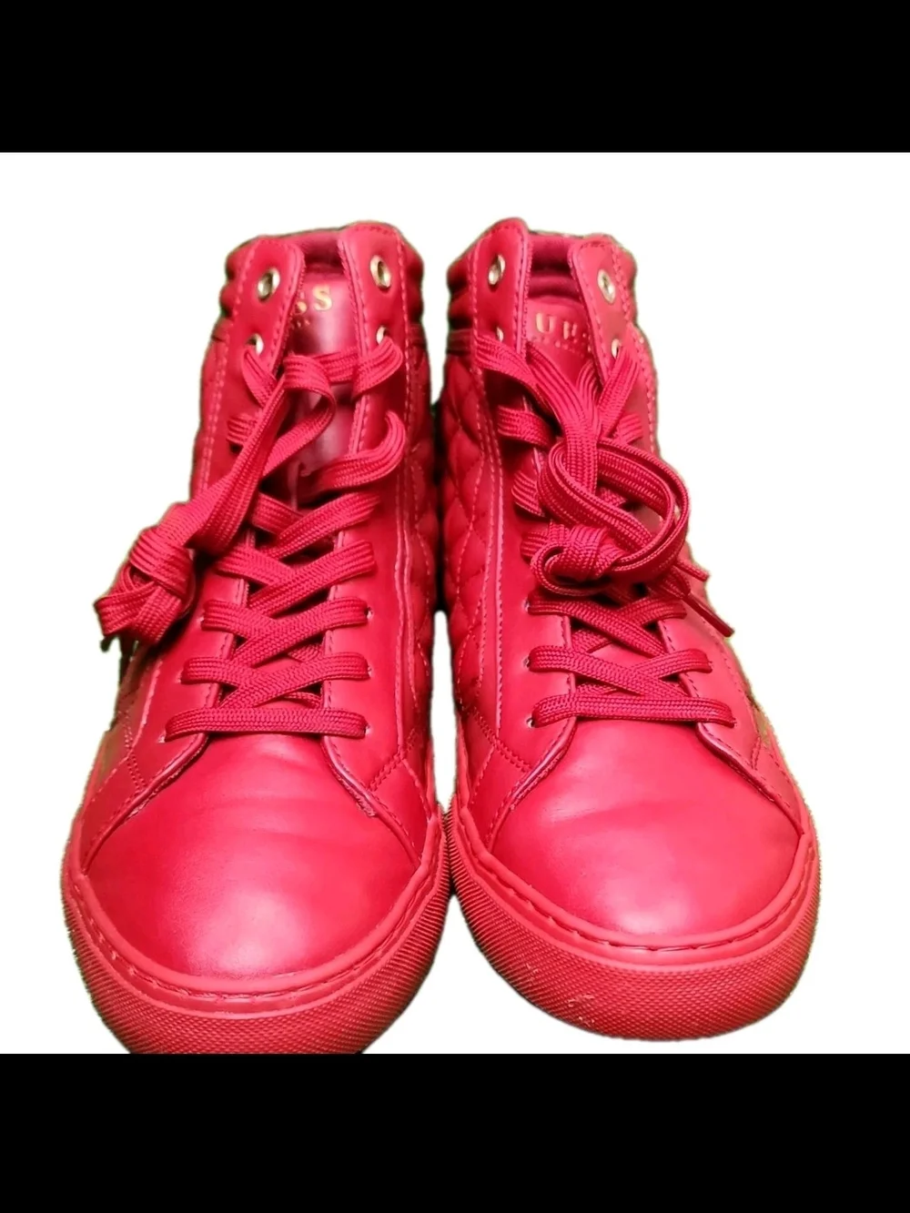 GUESS Men's Red Quilted Comfort High-Top Sneakers GMMERITT-C Lace Up US 9